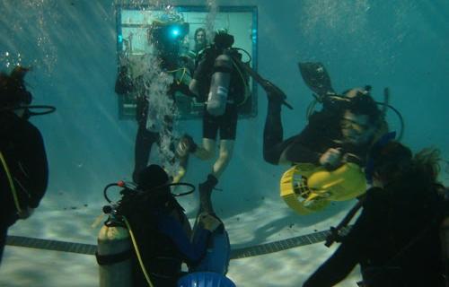 UCLA SCUBA divers training in a pool
